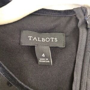 Talbots Polka Dot Fit and Flare Dress Black Sleeveless Size 4 Career